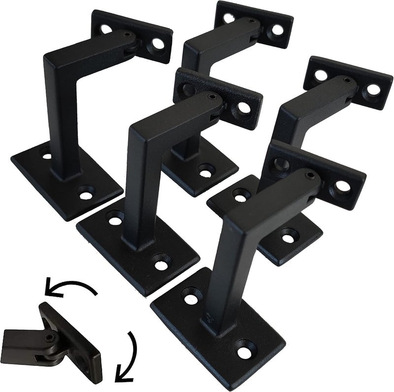 Langdoly Heavy Duty Swivel 𝐙𝐈𝐍𝐂 𝐀𝐋𝐋𝐎𝐘 Handrail Brackets 𝗡𝗢 𝗪𝗘𝗟𝗗𝗜𝗡𝗚, 𝗔𝗡𝗧𝗜-𝗥𝗨𝗦𝗧, Integrated DIE-𝗖𝗔𝗦𝗧𝗜𝗡𝗚 Brackets for Indoor Staircase (Pack of 5) - Image 1